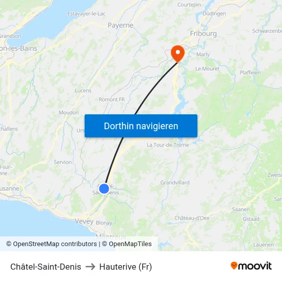 Châtel-Saint-Denis to Hauterive (Fr) map