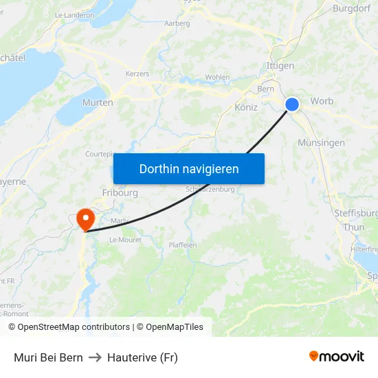 Muri Bei Bern to Hauterive (Fr) map