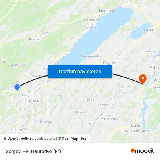 Sergey to Hauterive (Fr) map