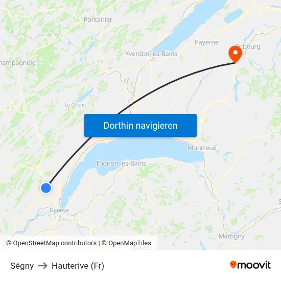 Ségny to Hauterive (Fr) map