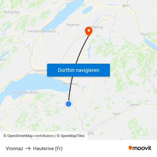 Vionnaz to Hauterive (Fr) map
