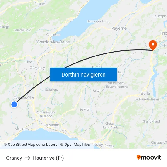 Grancy to Hauterive (Fr) map