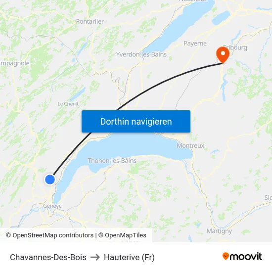 Chavannes-Des-Bois to Hauterive (Fr) map