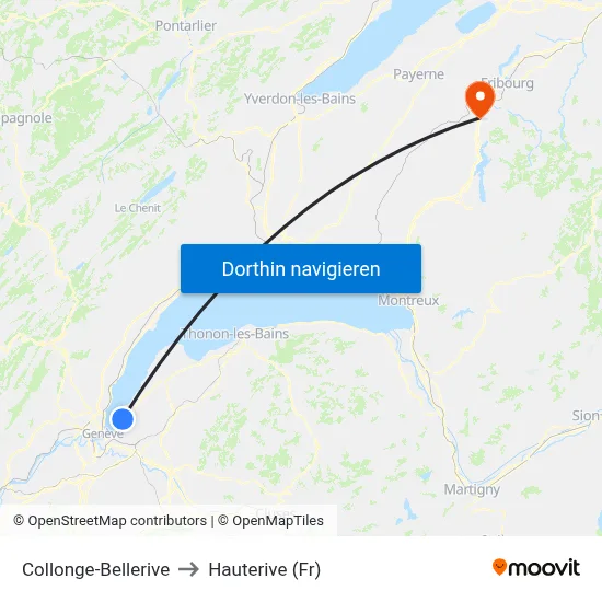 Collonge-Bellerive to Hauterive (Fr) map