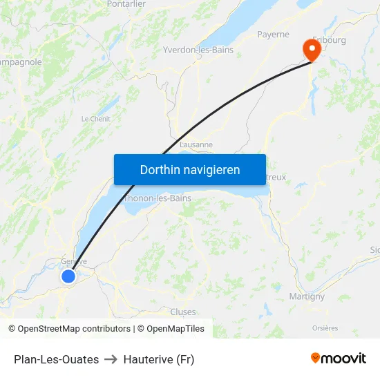 Plan-Les-Ouates to Hauterive (Fr) map