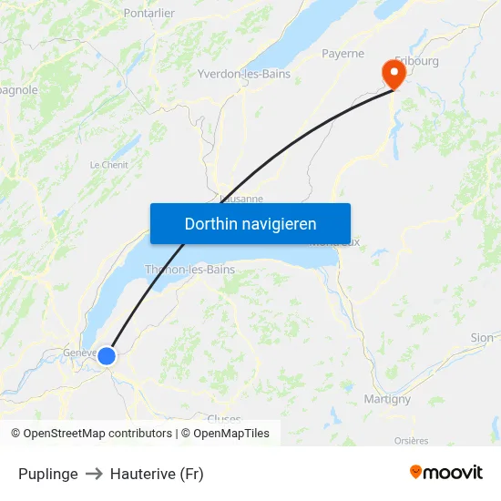 Puplinge to Hauterive (Fr) map
