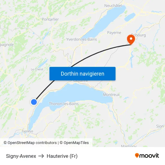 Signy-Avenex to Hauterive (Fr) map