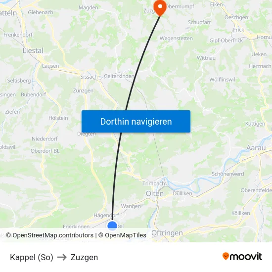 Kappel (So) to Zuzgen map