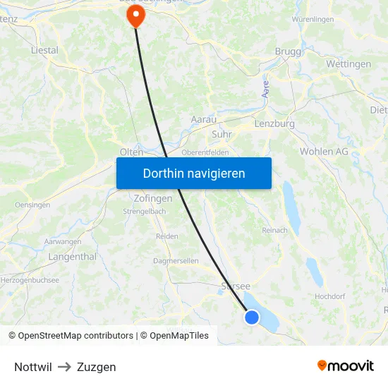 Nottwil to Zuzgen map