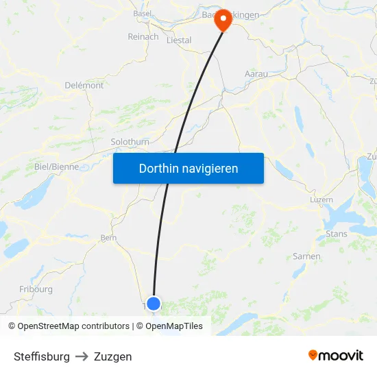 Steffisburg to Zuzgen map