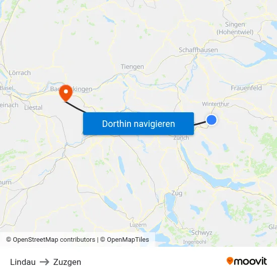 Lindau to Zuzgen map