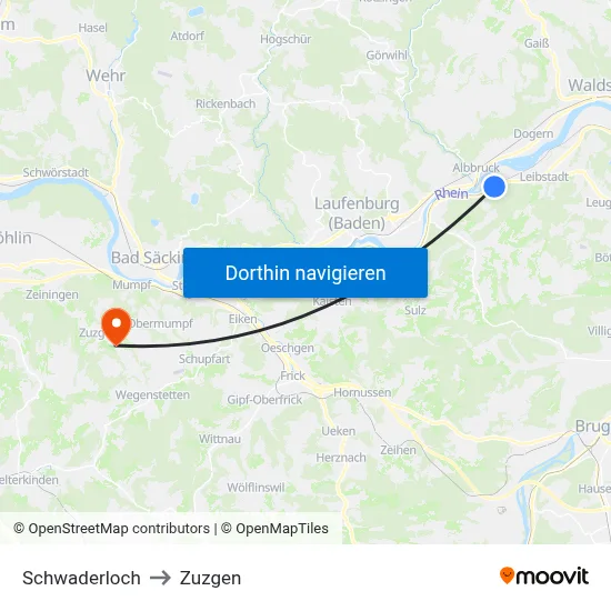 Schwaderloch to Zuzgen map