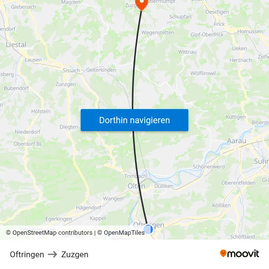 Oftringen to Zuzgen map