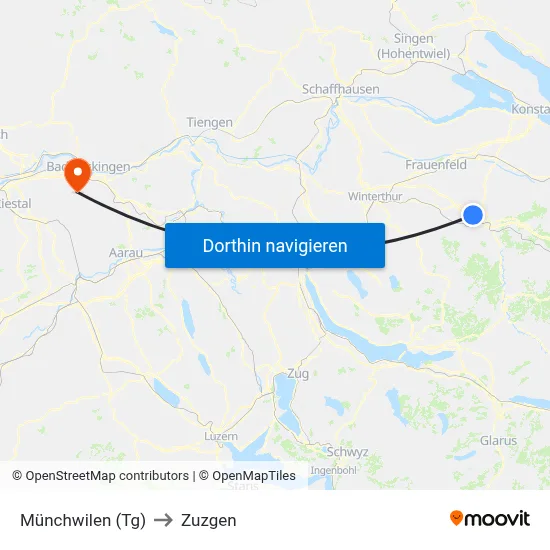 Münchwilen (Tg) to Zuzgen map