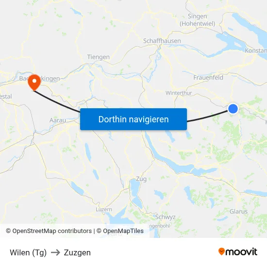 Wilen (Tg) to Zuzgen map