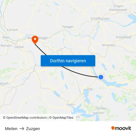 Meilen to Zuzgen map