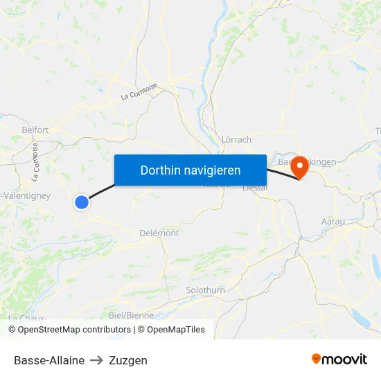 Basse-Allaine to Zuzgen map