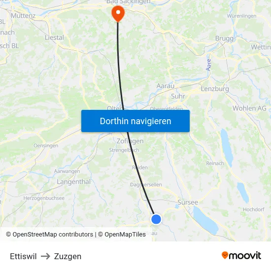 Ettiswil to Zuzgen map