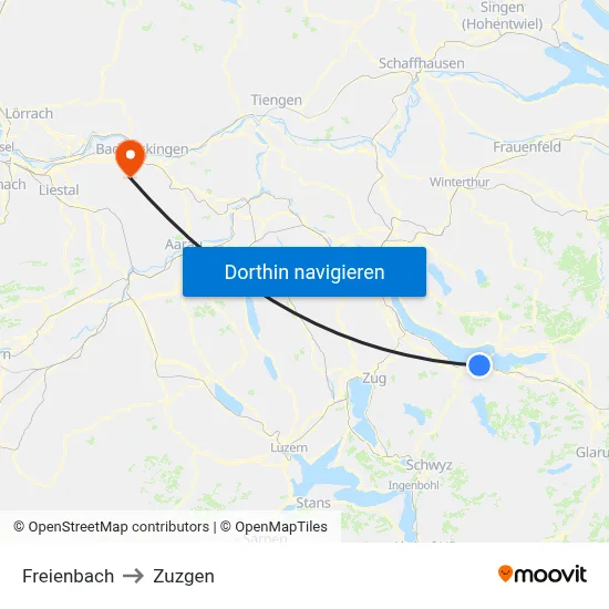 Freienbach to Zuzgen map