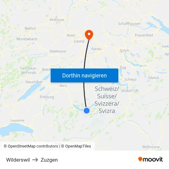 Wilderswil to Zuzgen map