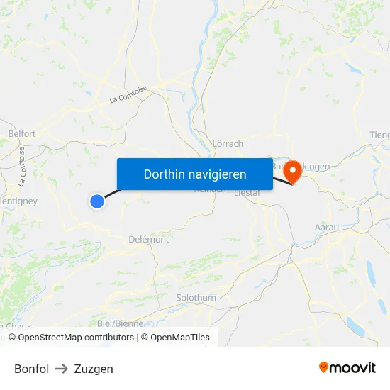 Bonfol to Zuzgen map