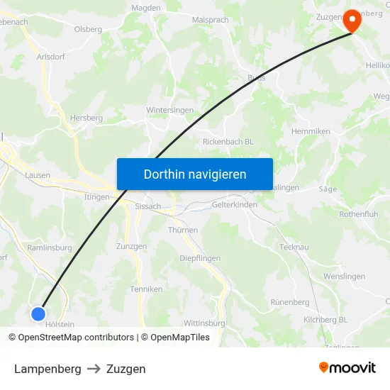 Lampenberg to Zuzgen map