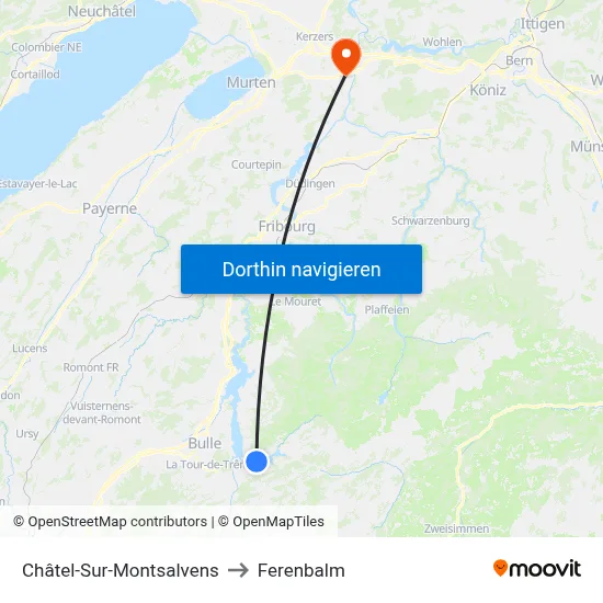 Châtel-Sur-Montsalvens to Ferenbalm map