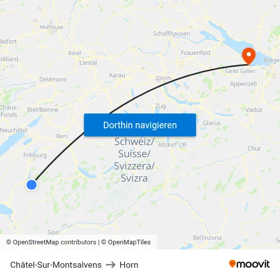 Châtel-Sur-Montsalvens to Horn map