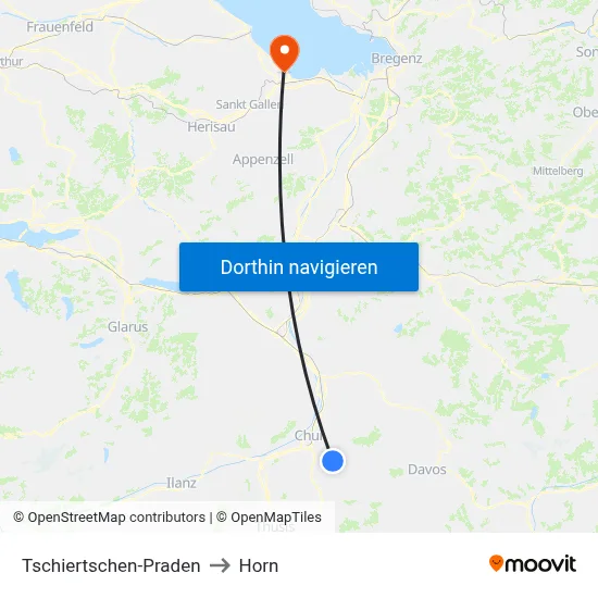Tschiertschen-Praden to Horn map