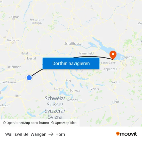 Walliswil Bei Wangen to Horn map