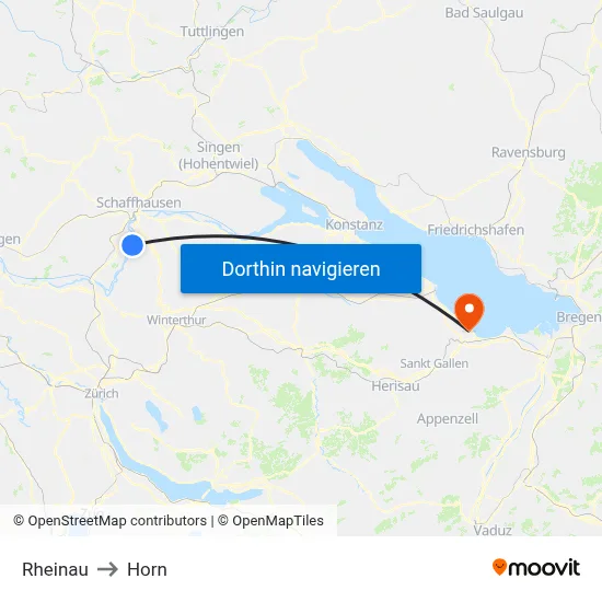 Rheinau to Horn map