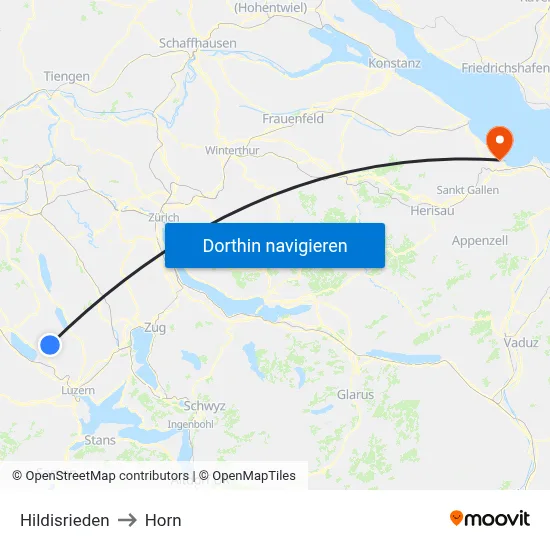 Hildisrieden to Horn map