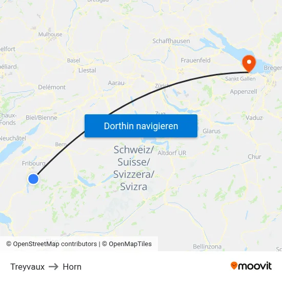 Treyvaux to Horn map