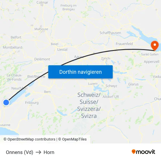 Onnens (Vd) to Horn map