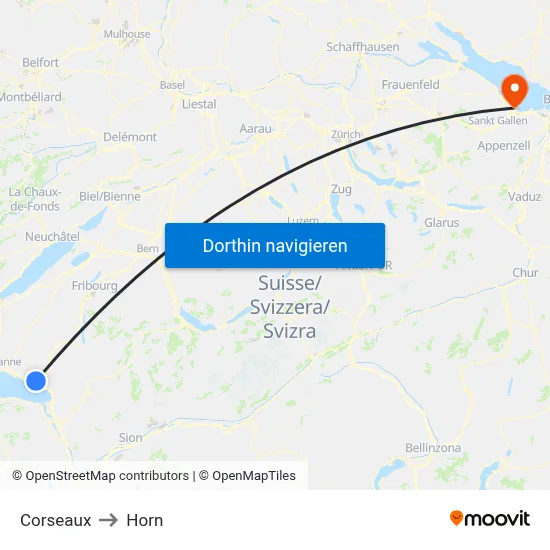 Corseaux to Horn map