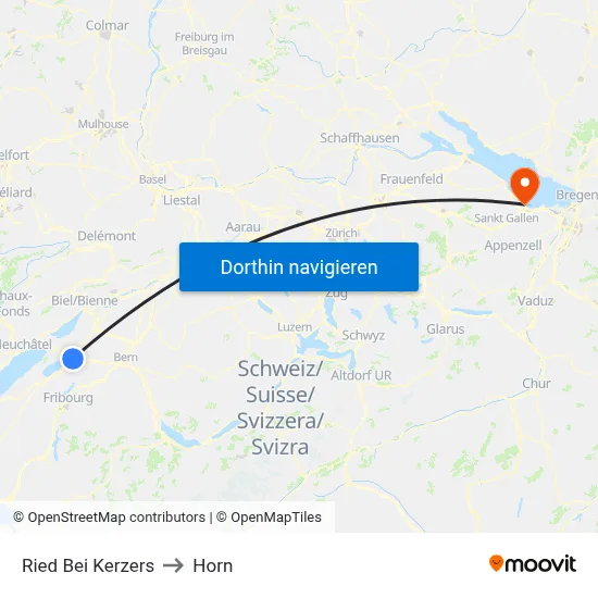 Ried Bei Kerzers to Horn map