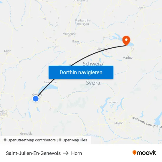 Saint-Julien-En-Genevois to Horn map