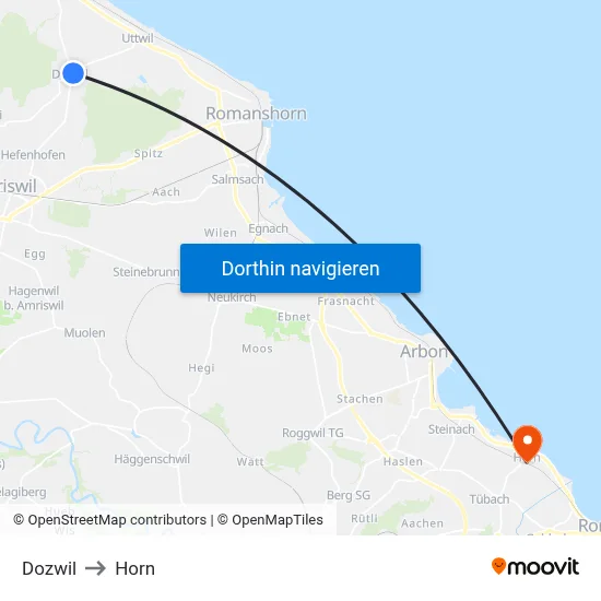 Dozwil to Horn map