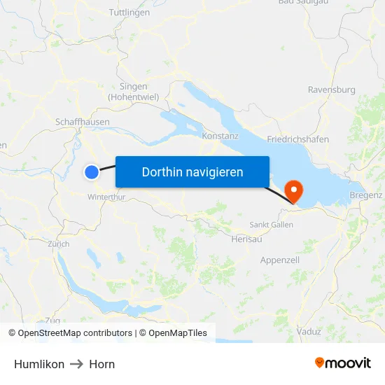 Humlikon to Horn map