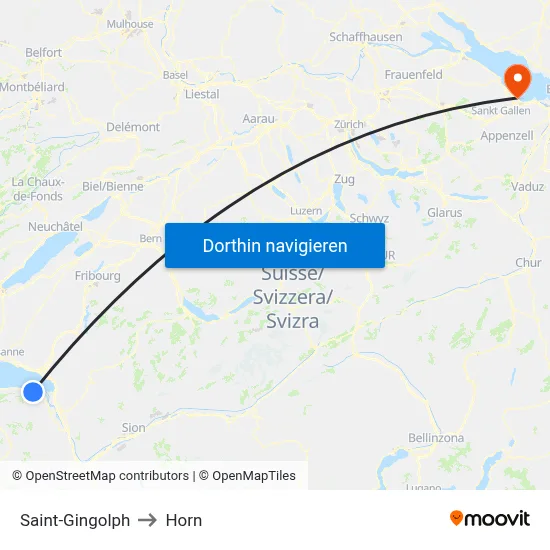 Saint-Gingolph to Horn map