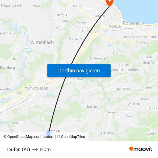 Teufen (Ar) to Horn map