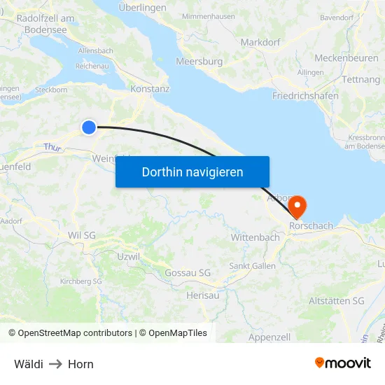 Wäldi to Horn map