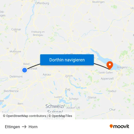 Ettingen to Horn map