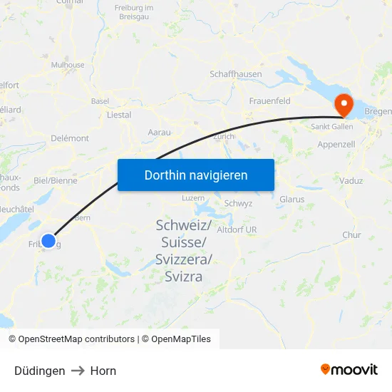 Düdingen to Horn map