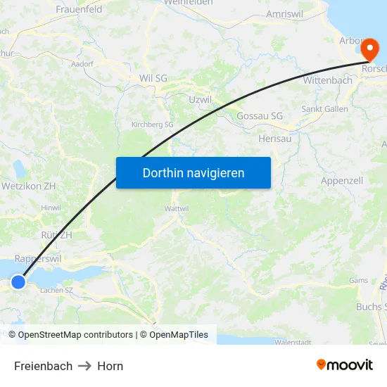 Freienbach to Horn map