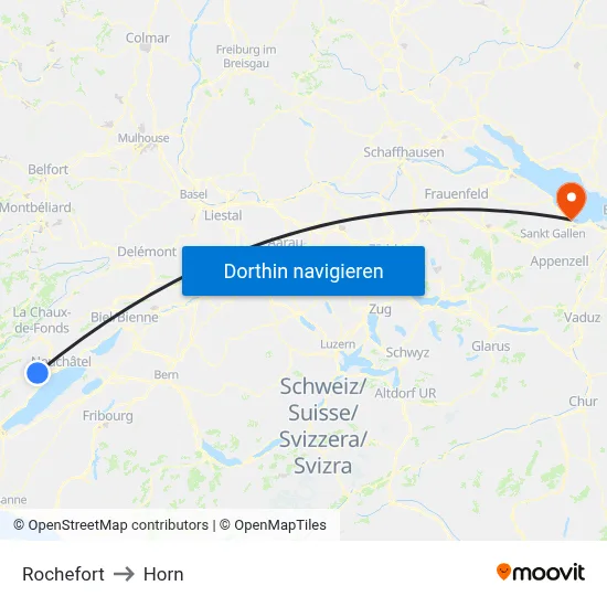 Rochefort to Horn map