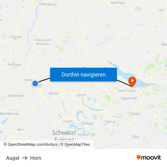 Augst to Horn map