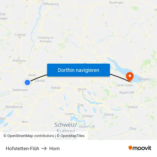 Hofstetten-Flüh to Horn map