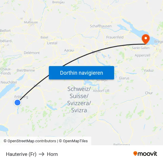 Hauterive (Fr) to Horn map