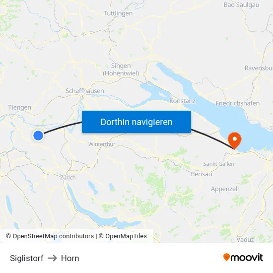 Siglistorf to Horn map